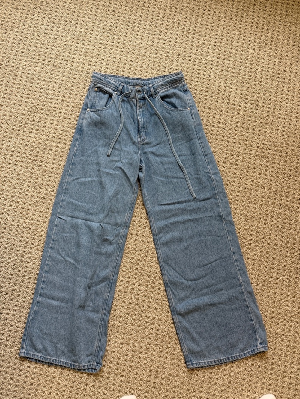 Wide Leg Denim Jeans - Blue